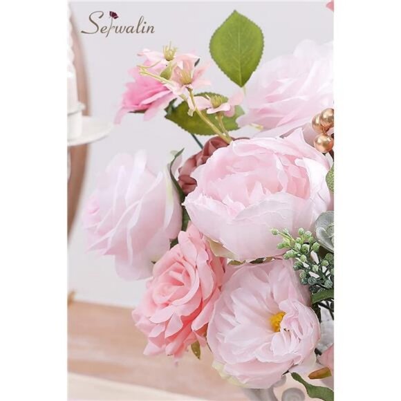 Artificial Flowers Combo Box Set Flowers Faux with Stems Blush & Dusty Pink - Picture 6 of 6